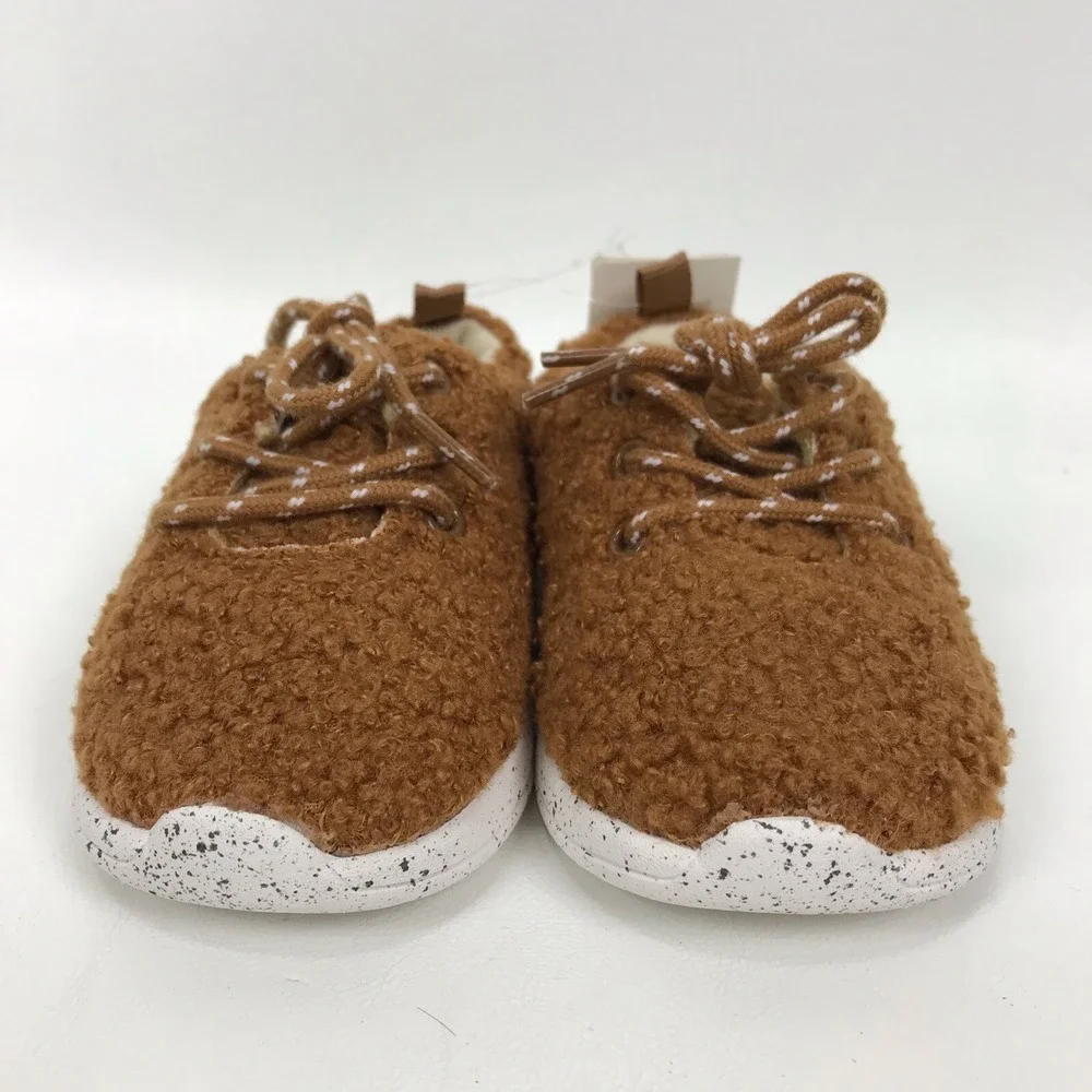 Baby Gap Fuzzy Sneakers Shoes Sherpa Brown Lisa Size 5 18 To‎ 24 Months